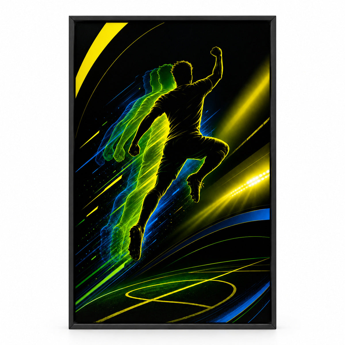 Leap Shadow Rising Star Soccer Silhouette Canvas Wall Art | black_sku