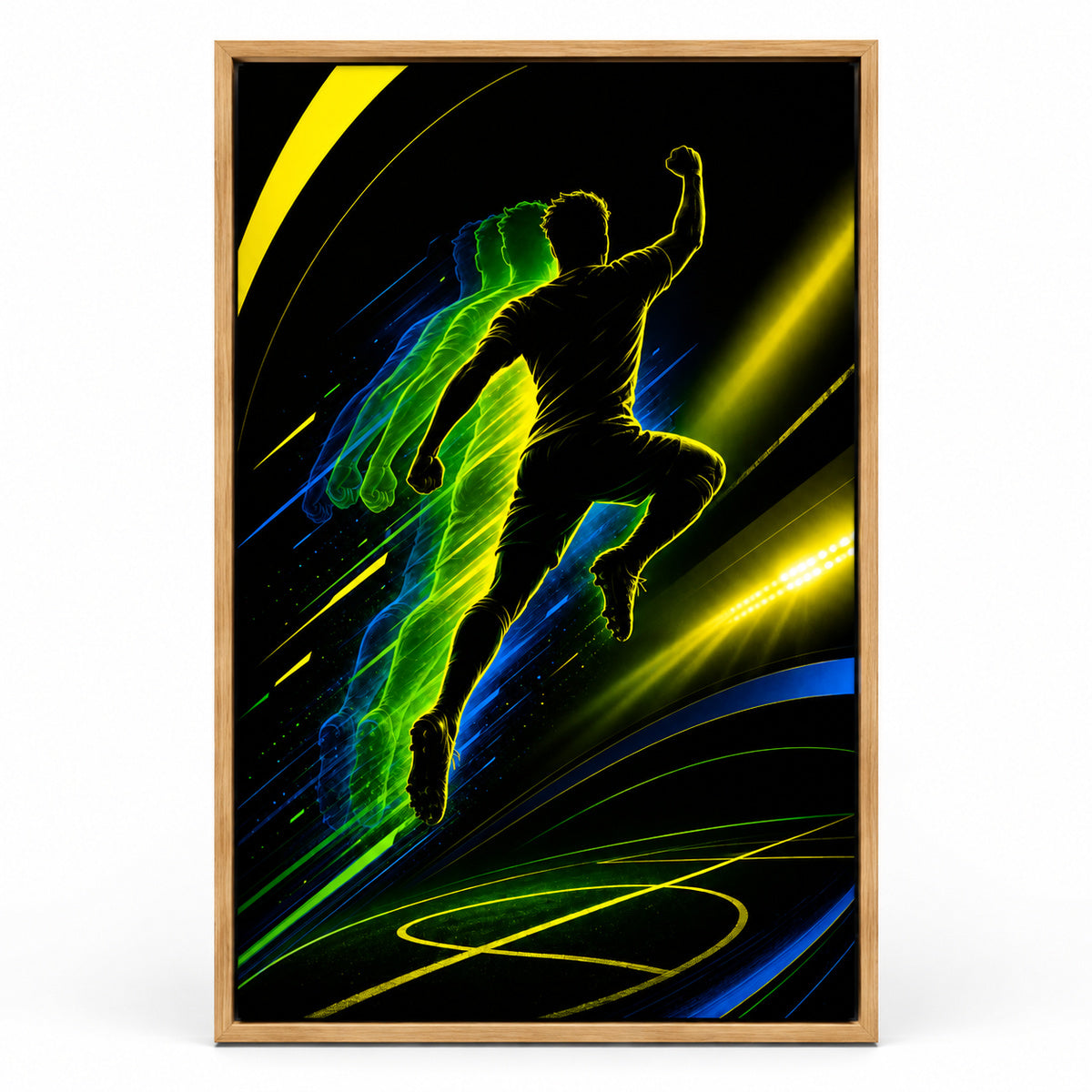 Leap Shadow Rising Star Soccer Silhouette Canvas Wall Art | brown_sku