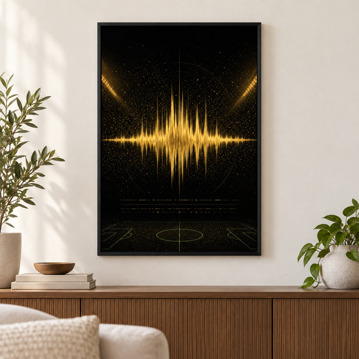 Black Gold Goal Soundwave Sports Canvas Painting Wall Decor | black_independent_close