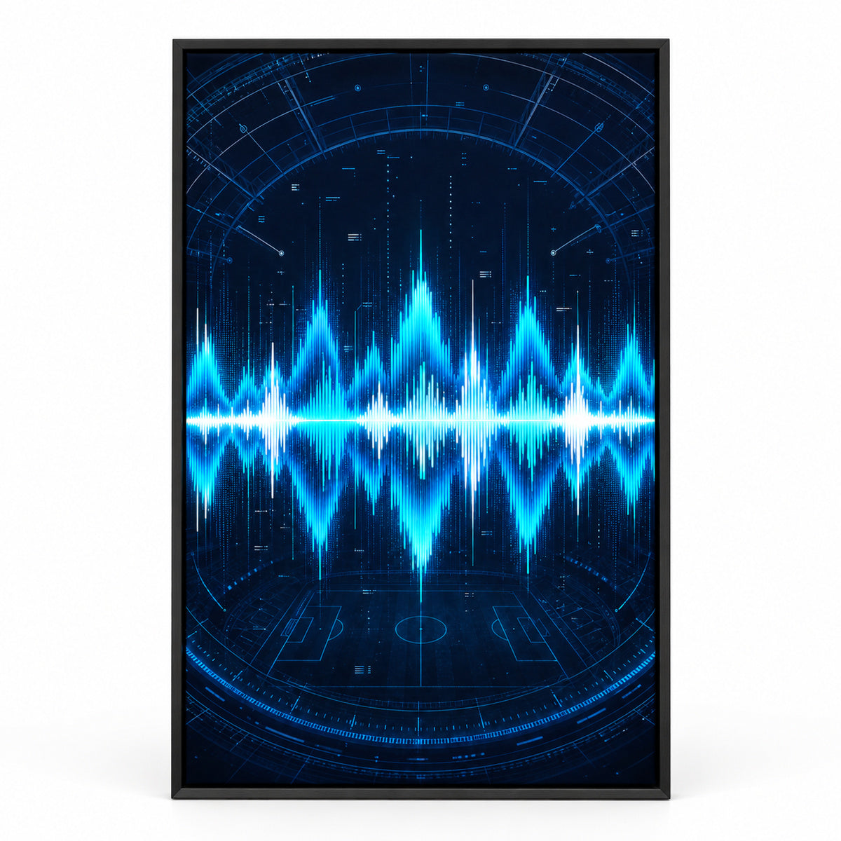 Blue Cyan Tech Soundwave Modern Canvas Painting Wall Decor | black_sku