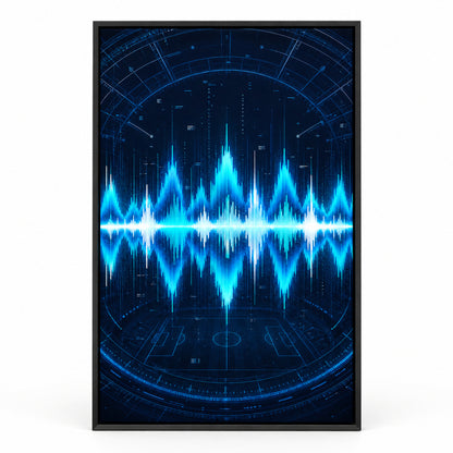 Blue Cyan Tech Soundwave Modern Canvas Painting Wall Decor | black_sku