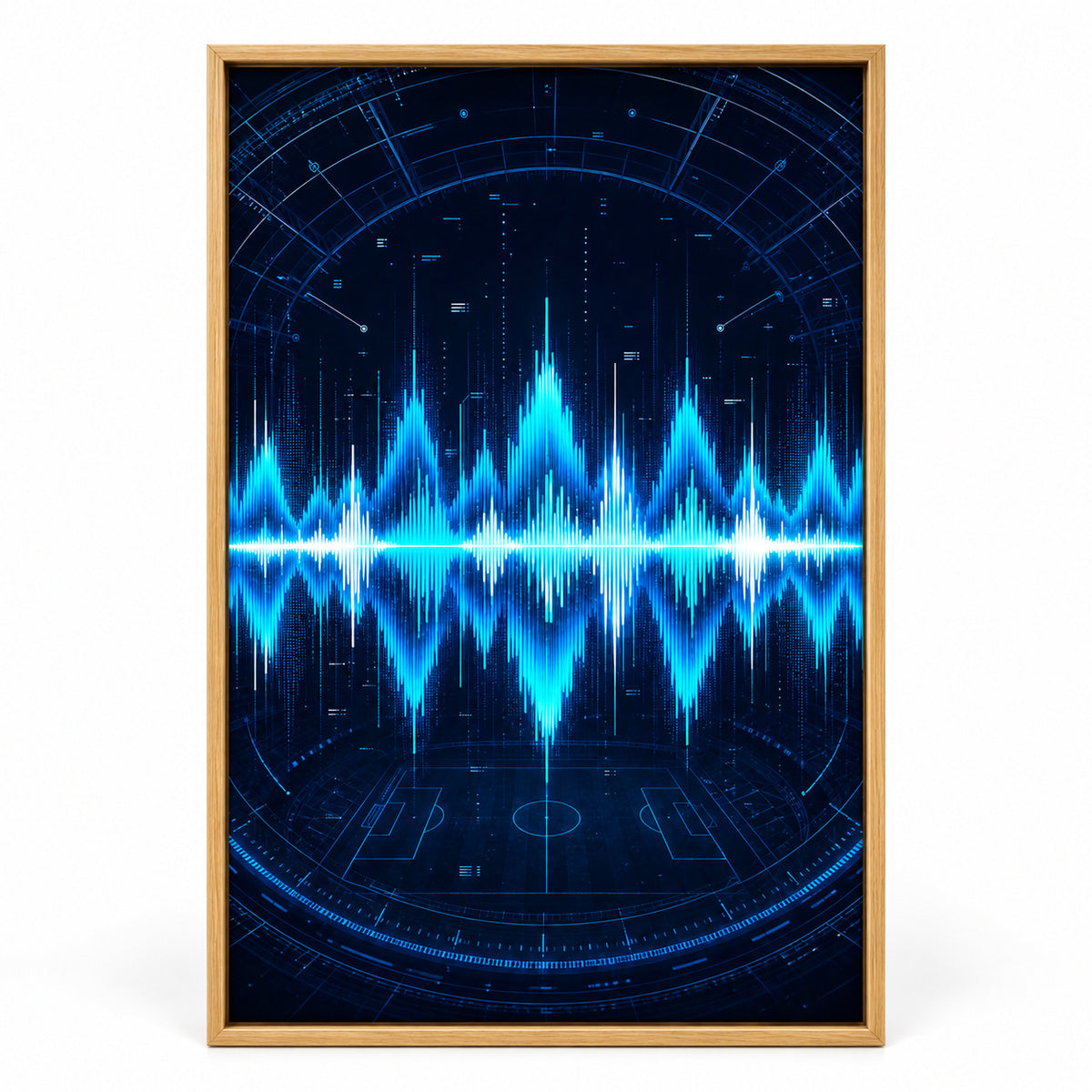 Blue Cyan Tech Soundwave Modern Canvas Painting Wall Decor | brown_sku