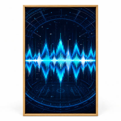 Blue Cyan Tech Soundwave Modern Canvas Painting Wall Decor | brown_sku