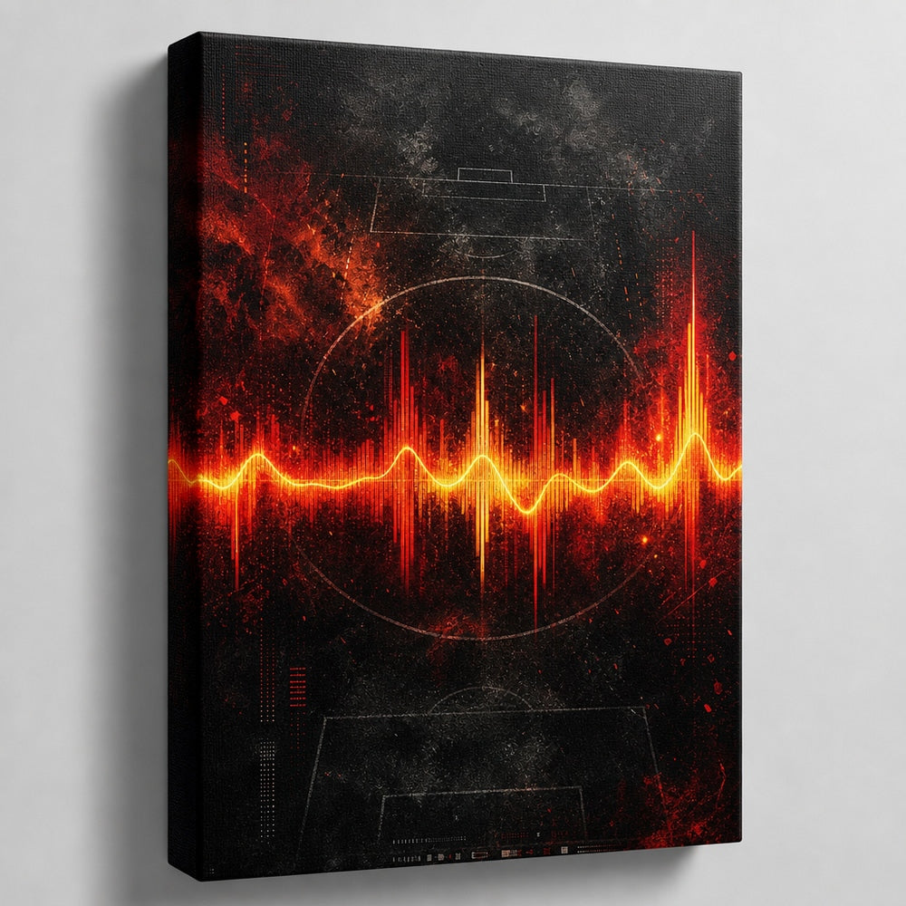 Red Orange Goal Pulse Soundwave Soccer Canvas Wall Art canvas texture detail