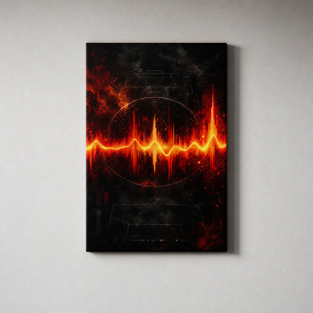 Red Orange Goal Pulse Soundwave Soccer Canvas Wall Art 18×24 inch wrapped canvas wall mockup