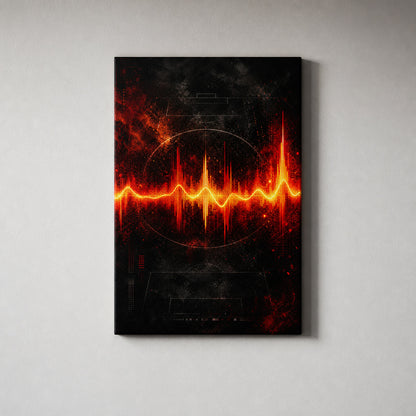 Red Orange Goal Pulse Soundwave Soccer Canvas Wall Art 18×24 inch wrapped canvas wall mockup