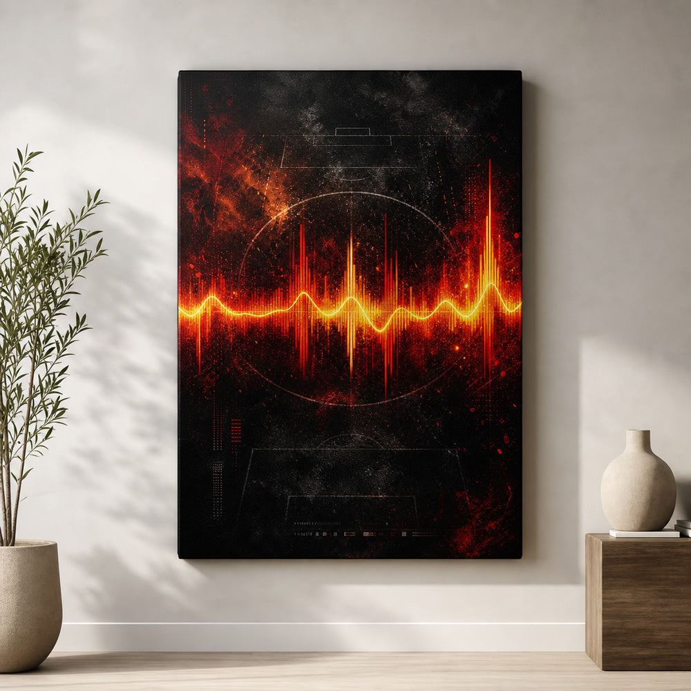Red Orange Goal Pulse Soundwave Soccer Canvas Wall Art 30×40 inch wrapped canvas wall mockup