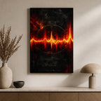 Red Orange Goal Pulse Soundwave Soccer Canvas Wall Art wall mockup