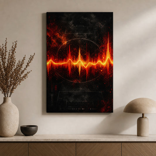 Red Orange Goal Pulse Soundwave Soccer Canvas Wall Art wall mockup