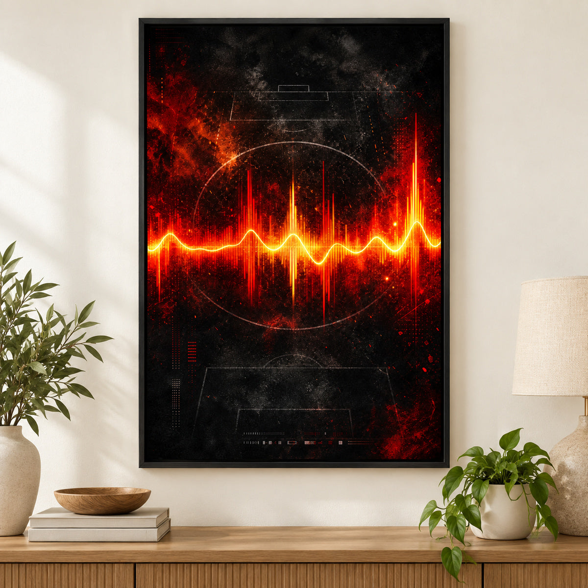 Red Orange Goal Pulse Soundwave Canvas Painting Wall Decor | black_independent_close