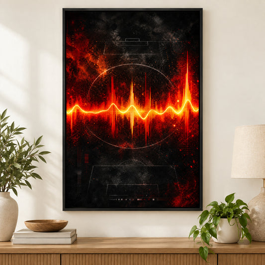 Red Orange Goal Pulse Soundwave Canvas Painting Wall Decor | black_independent_close