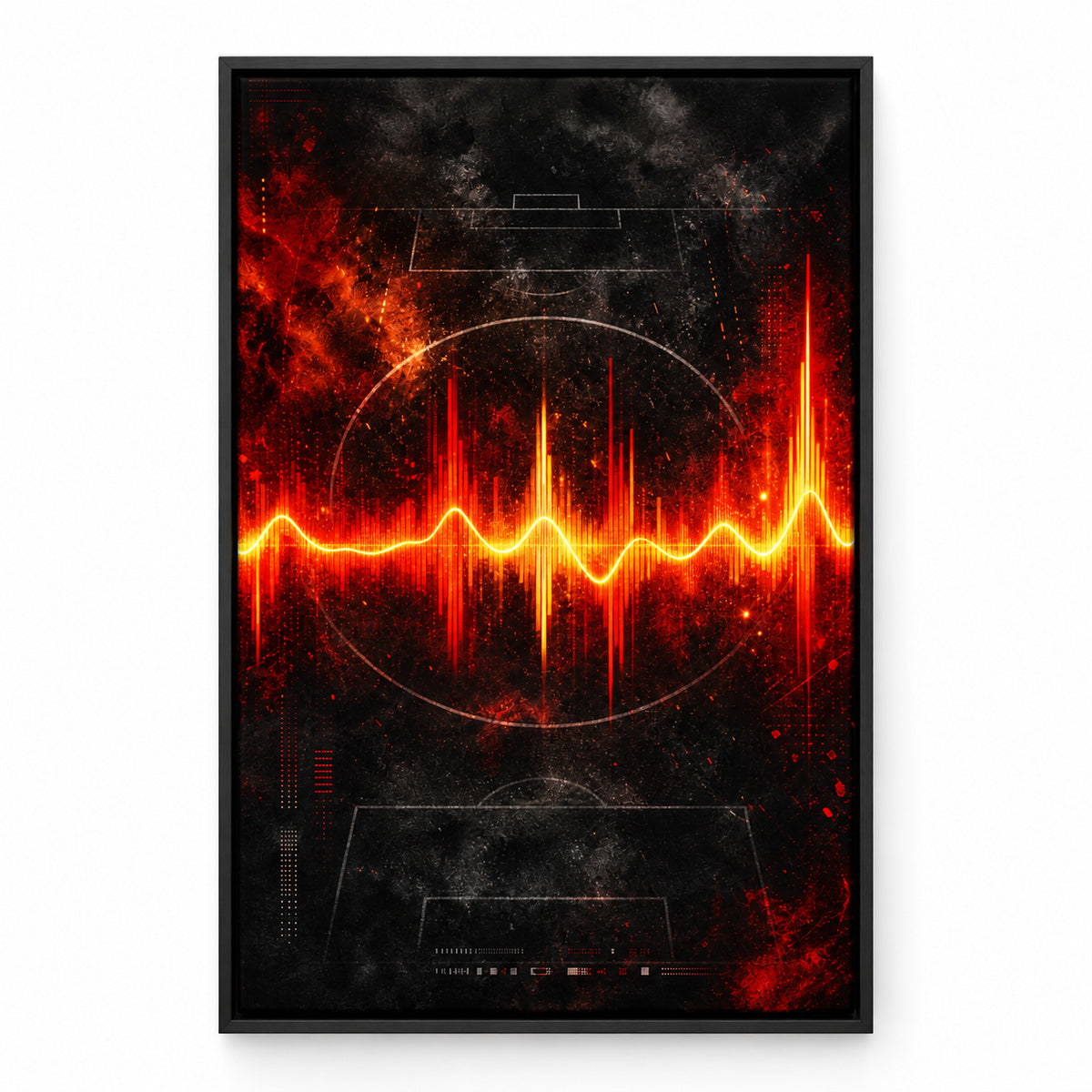 Red Orange Goal Pulse Soundwave Canvas Painting Wall Decor | black_sku