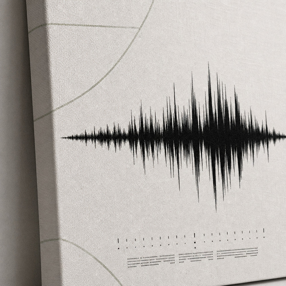 Minimal White Soundwave Soccer Canvas Wall Art canvas texture detail