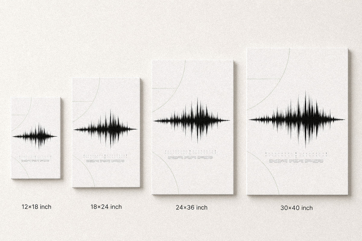 Minimal White Soundwave Soccer Canvas Wall Art canvas size comparison