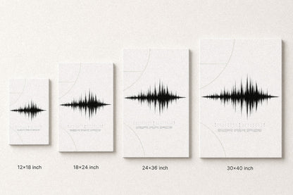 Minimal White Soundwave Soccer Canvas Wall Art canvas size comparison