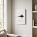 Minimal White Soundwave Soccer Canvas Wall Art 12×18 inch thin wrapped canvas wall mockup