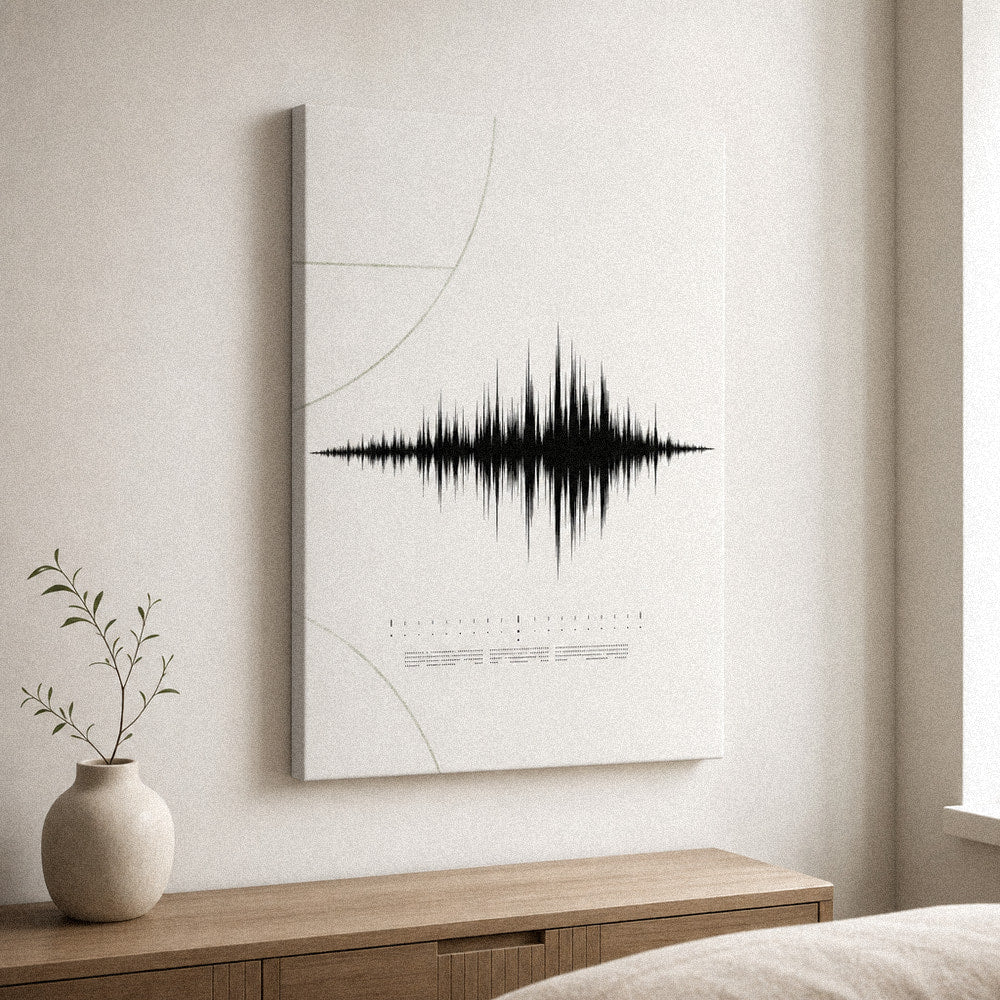 Minimal White Soundwave Soccer Canvas Wall Art 18×24 inch wrapped canvas wall mockup