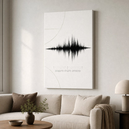 Minimal White Soundwave Soccer Canvas Wall Art 24×36 inch wrapped canvas wall mockup