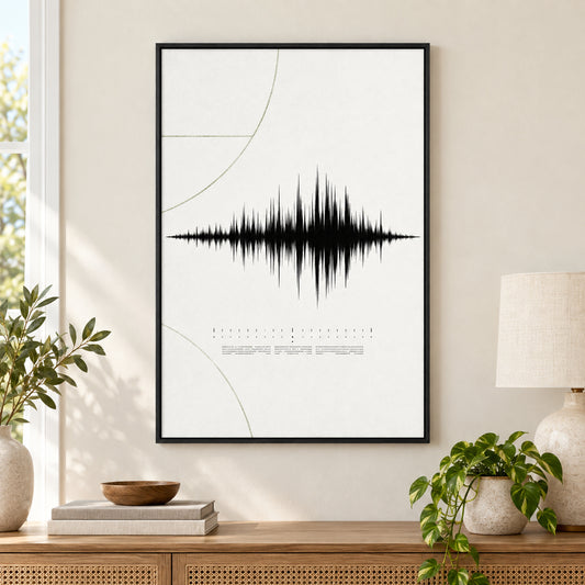 Minimal White Soundwave Modern Canvas Painting Wall Decor | black_independent_close