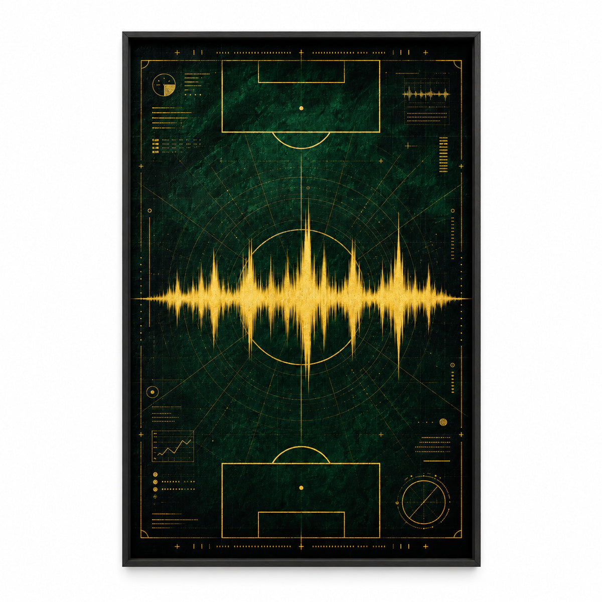 Emerald Gold Coordinate Soundwave Canvas Painting Wall Decor | black_sku