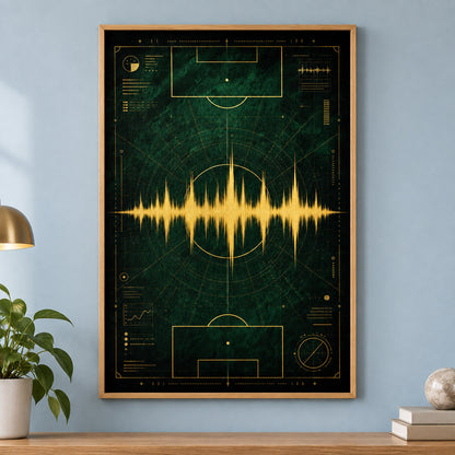 Emerald Gold Coordinate Soundwave Canvas Painting Wall Decor | brown_independent_close