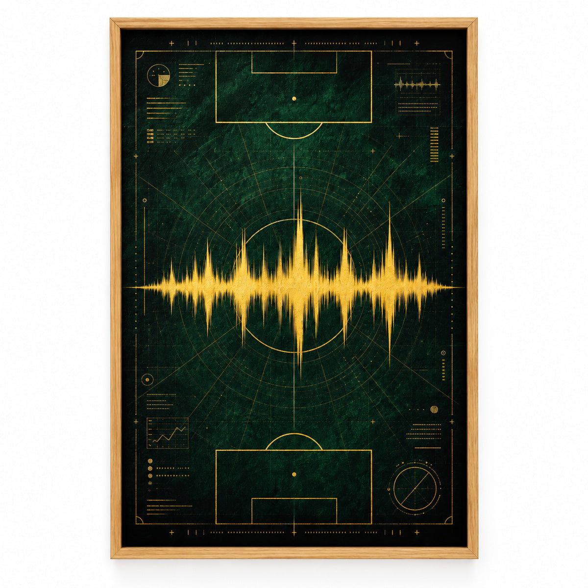 Emerald Gold Coordinate Soundwave Canvas Painting Wall Decor | brown_sku