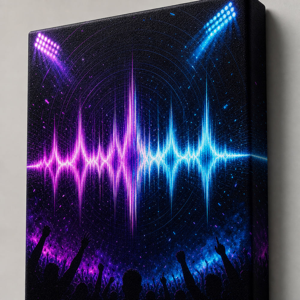 Ultraviolet Chant Soundwave Soccer Canvas Wall Art canvas texture detail