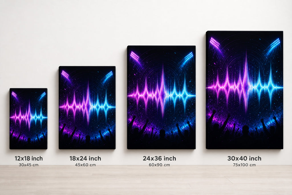 Ultraviolet Chant Soundwave Soccer Canvas Wall Art canvas size comparison