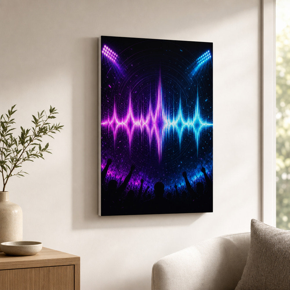 Ultraviolet Chant Soundwave Soccer Canvas Wall Art 12×18 inch thin wrapped canvas wall mockup