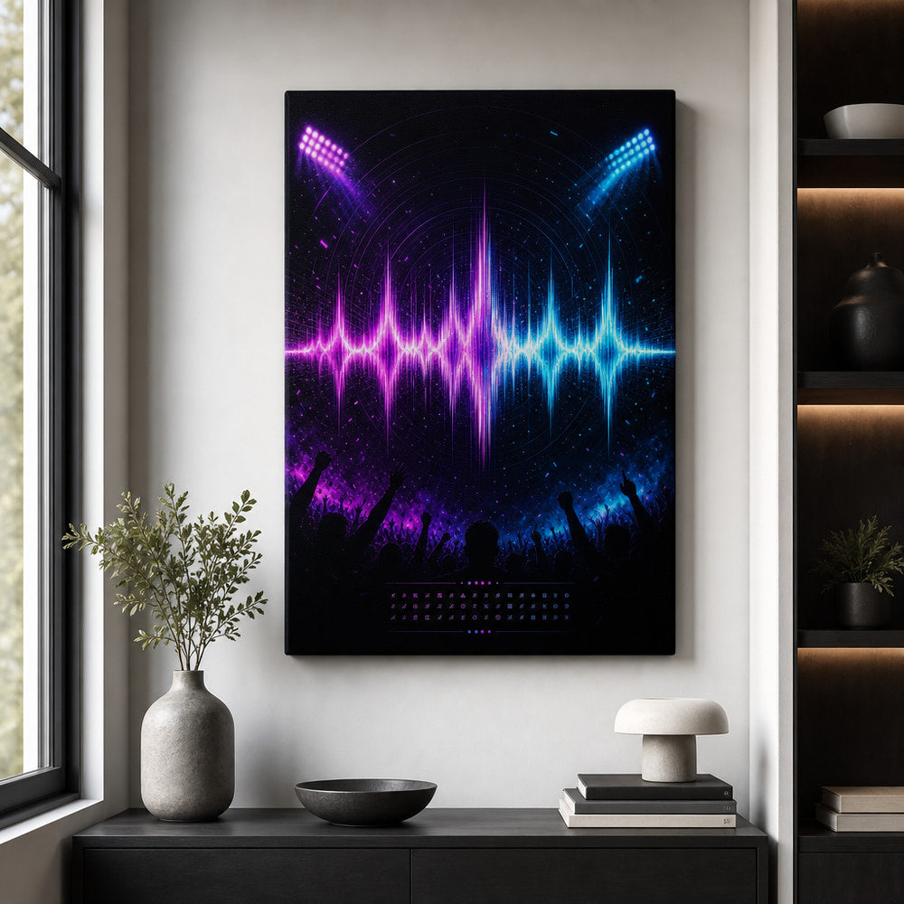 Ultraviolet Chant Soundwave Soccer Canvas Wall Art 18×24 inch wrapped canvas wall mockup