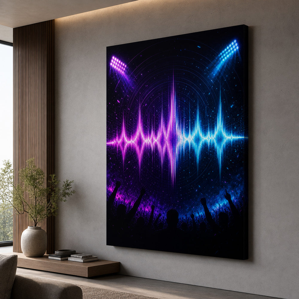 Ultraviolet Chant Soundwave Soccer Canvas Wall Art 30×40 inch wrapped canvas wall mockup