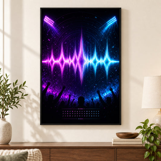 Ultraviolet Chant Soundwave Canvas Painting Wall Decor | black_independent_close