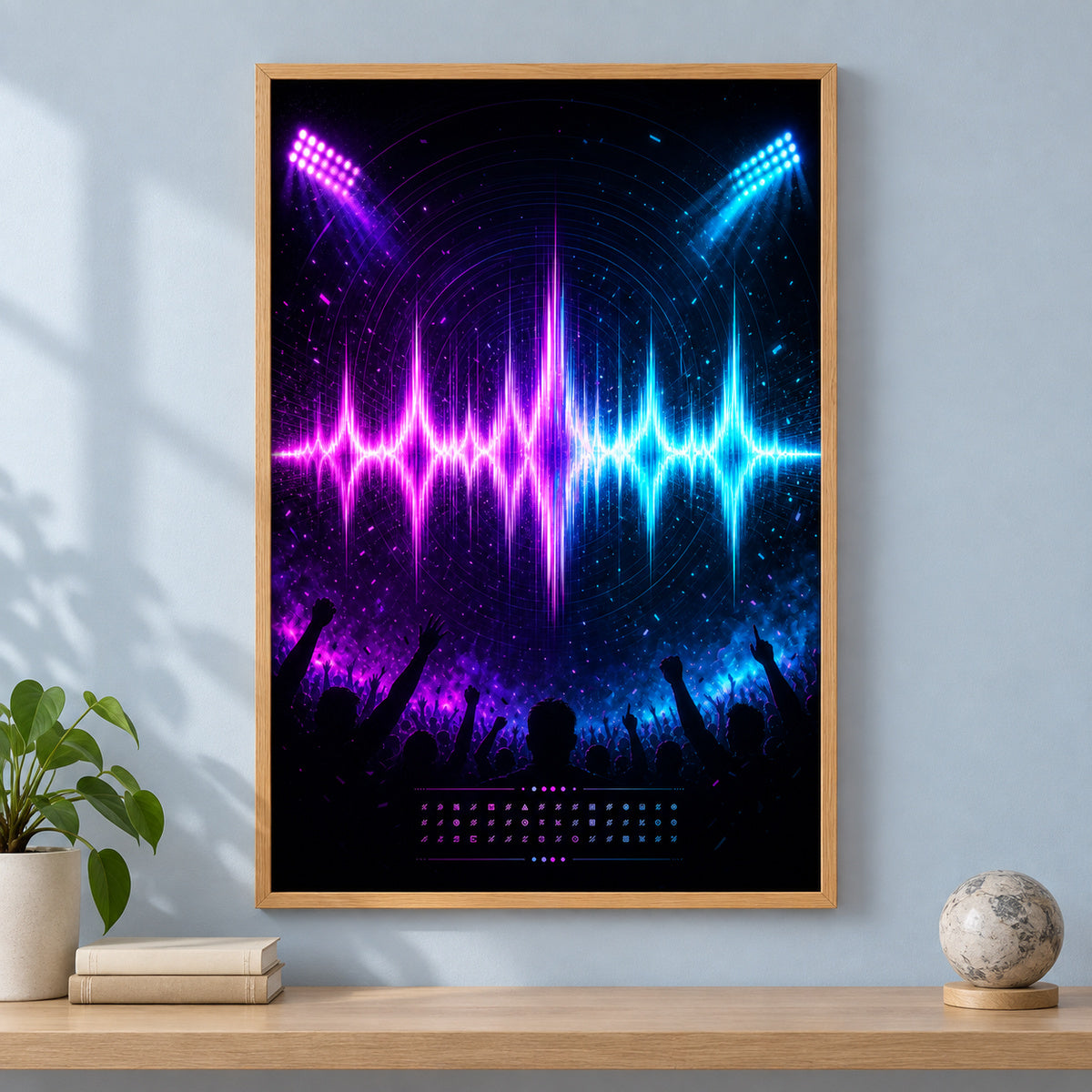Ultraviolet Chant Soundwave Canvas Painting Wall Decor | brown_independent_close