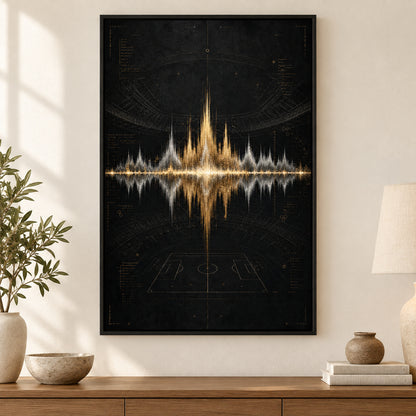 Silver Champagne Victory Soundwave Canvas Wall Art | black_independent_close