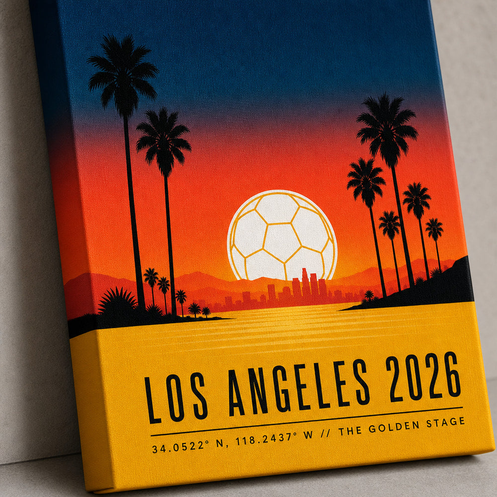 Los Angeles 2026 Golden Stage Soccer Canvas Wall Art 02 canvas texture detail