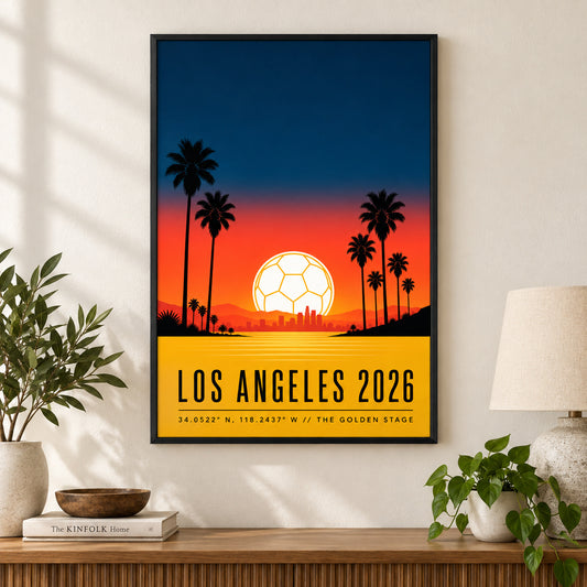 Los Angeles Golden Stage 02 Soccer Canvas Wall Art | black_independent_close