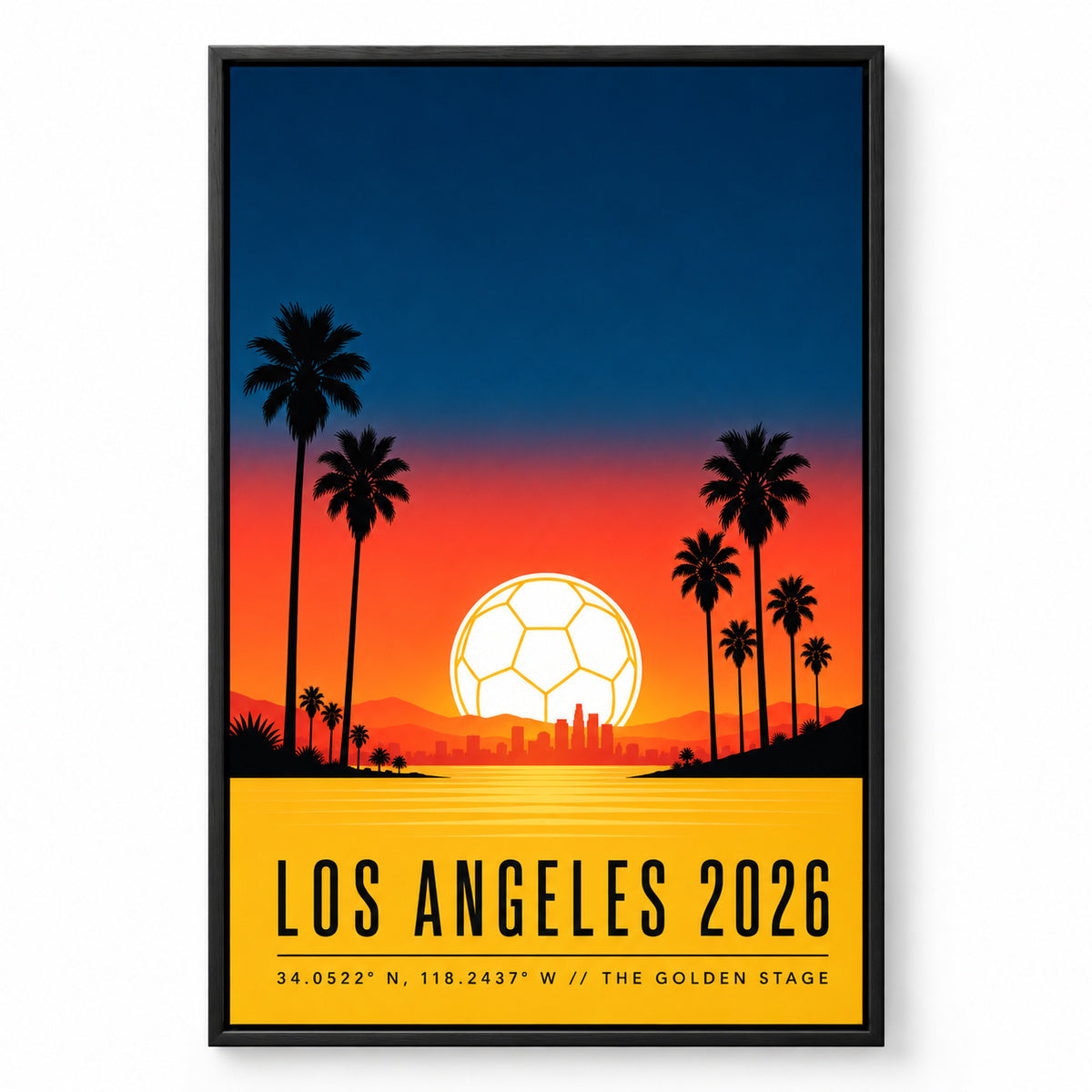 Los Angeles Golden Stage 02 Soccer Canvas Wall Art | black_sku