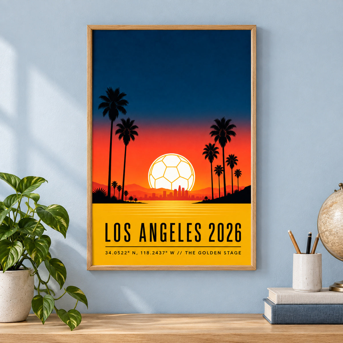 Los Angeles Golden Stage 02 Soccer Canvas Wall Art | brown_independent_close