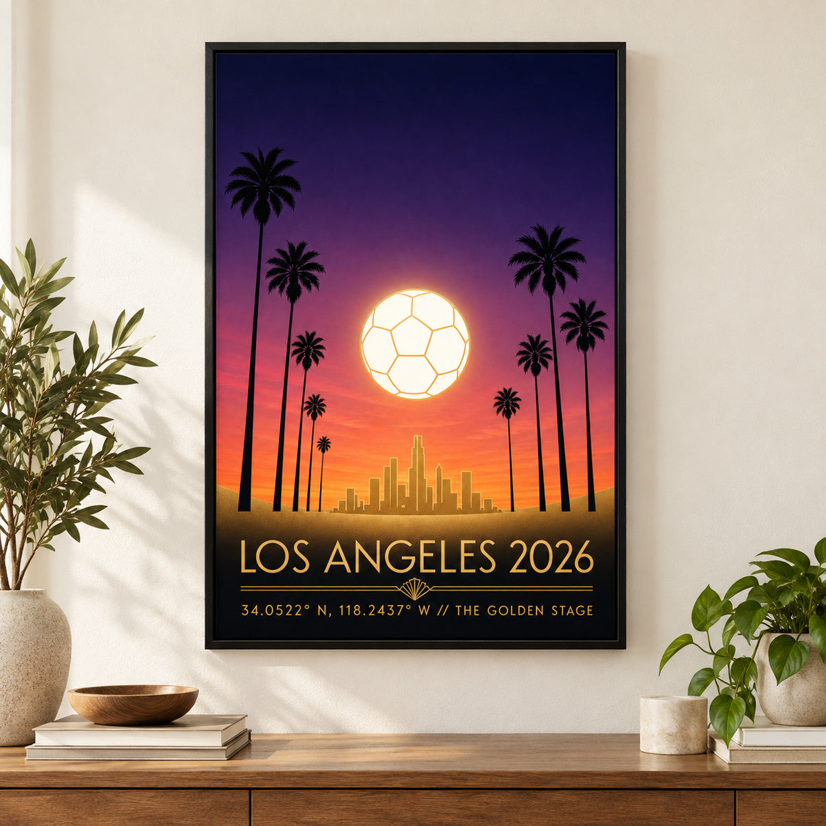 Los Angeles Golden Stage 03 Soccer Canvas Wall Art | black_independent_close