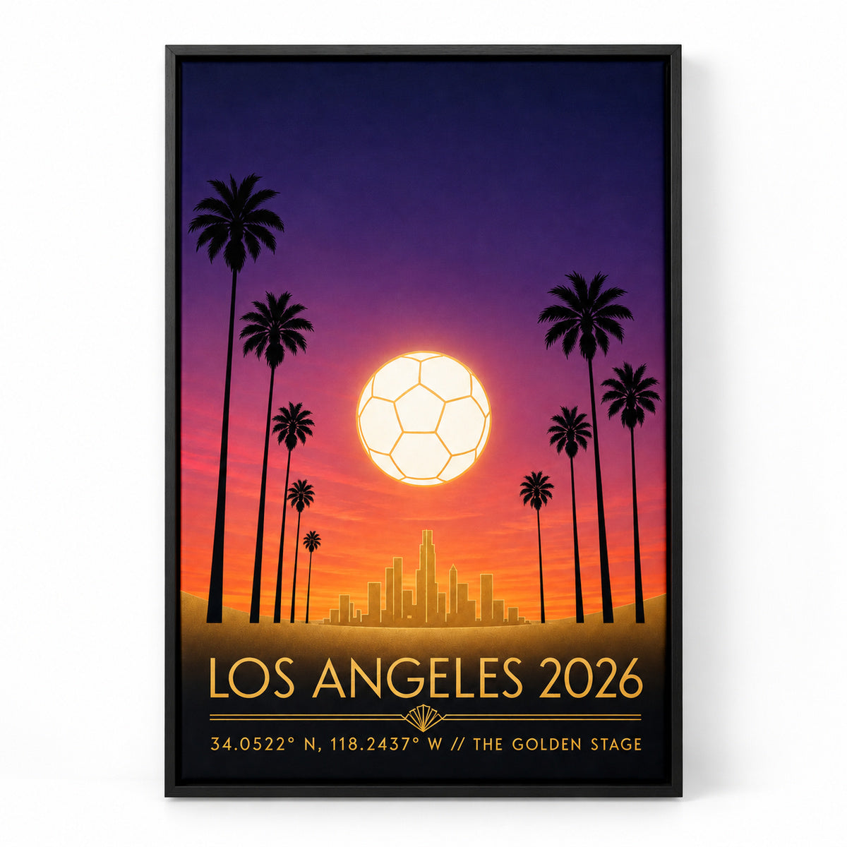 Los Angeles Golden Stage 03 Soccer Canvas Wall Art | black_sku