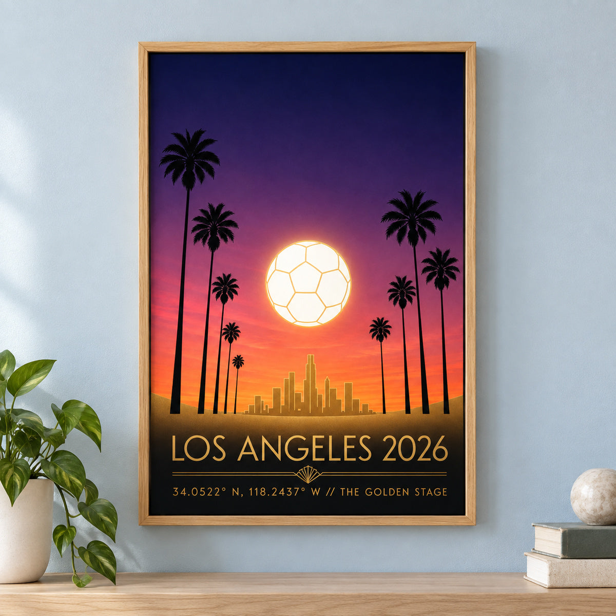 Los Angeles Golden Stage 03 Soccer Canvas Wall Art | brown_independent_close