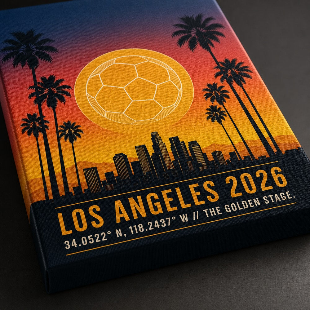 Los Angeles 2026 Golden Stage Soccer Canvas Wall Art 04 canvas texture detail