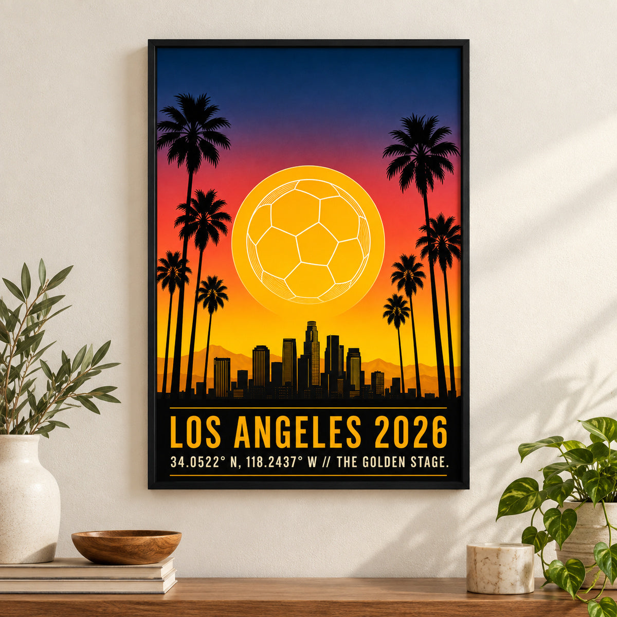Los Angeles Golden Stage 04 Soccer Canvas Wall Art | black_independent_close