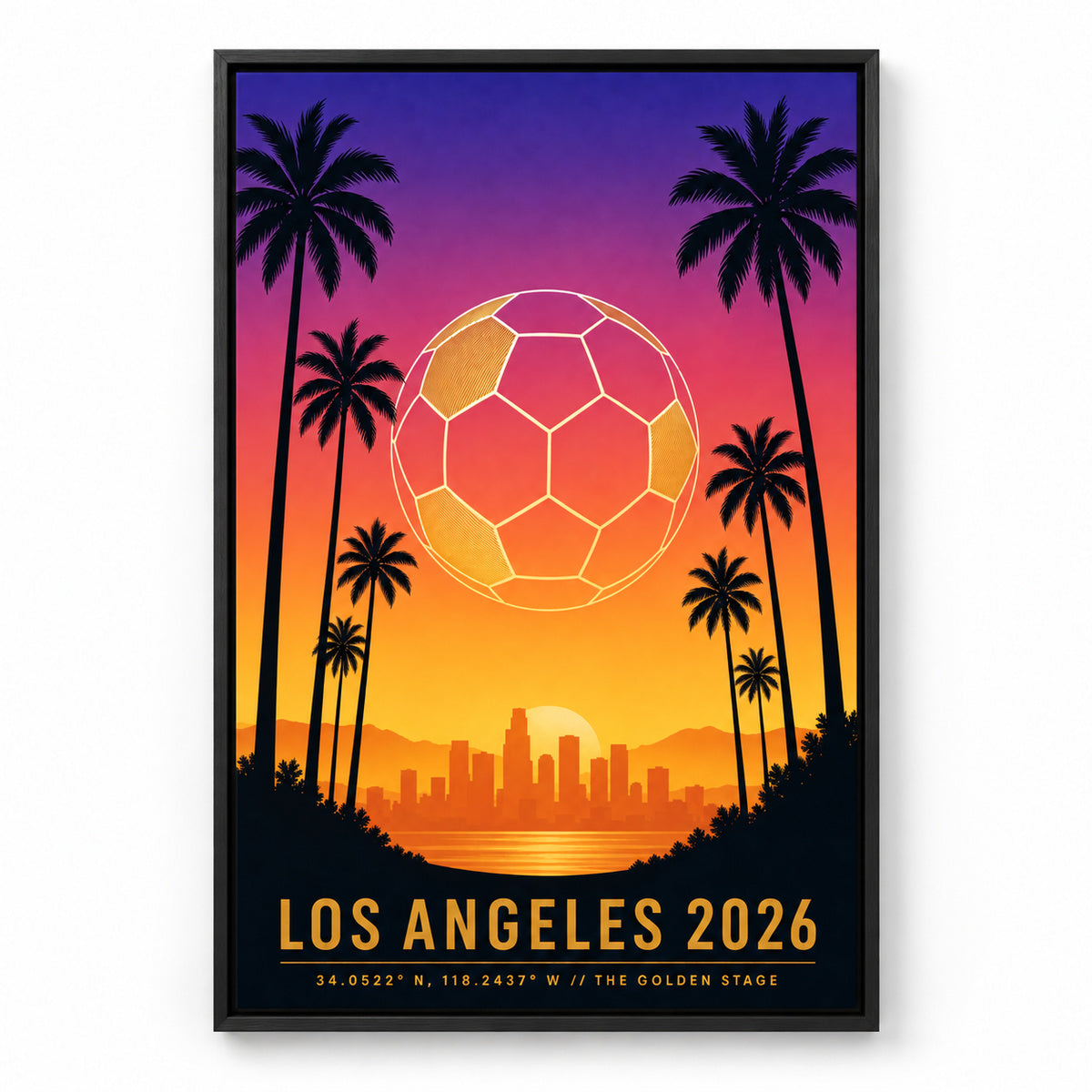 Los Angeles Golden Stage 05 Soccer Canvas Wall Art | black_sku