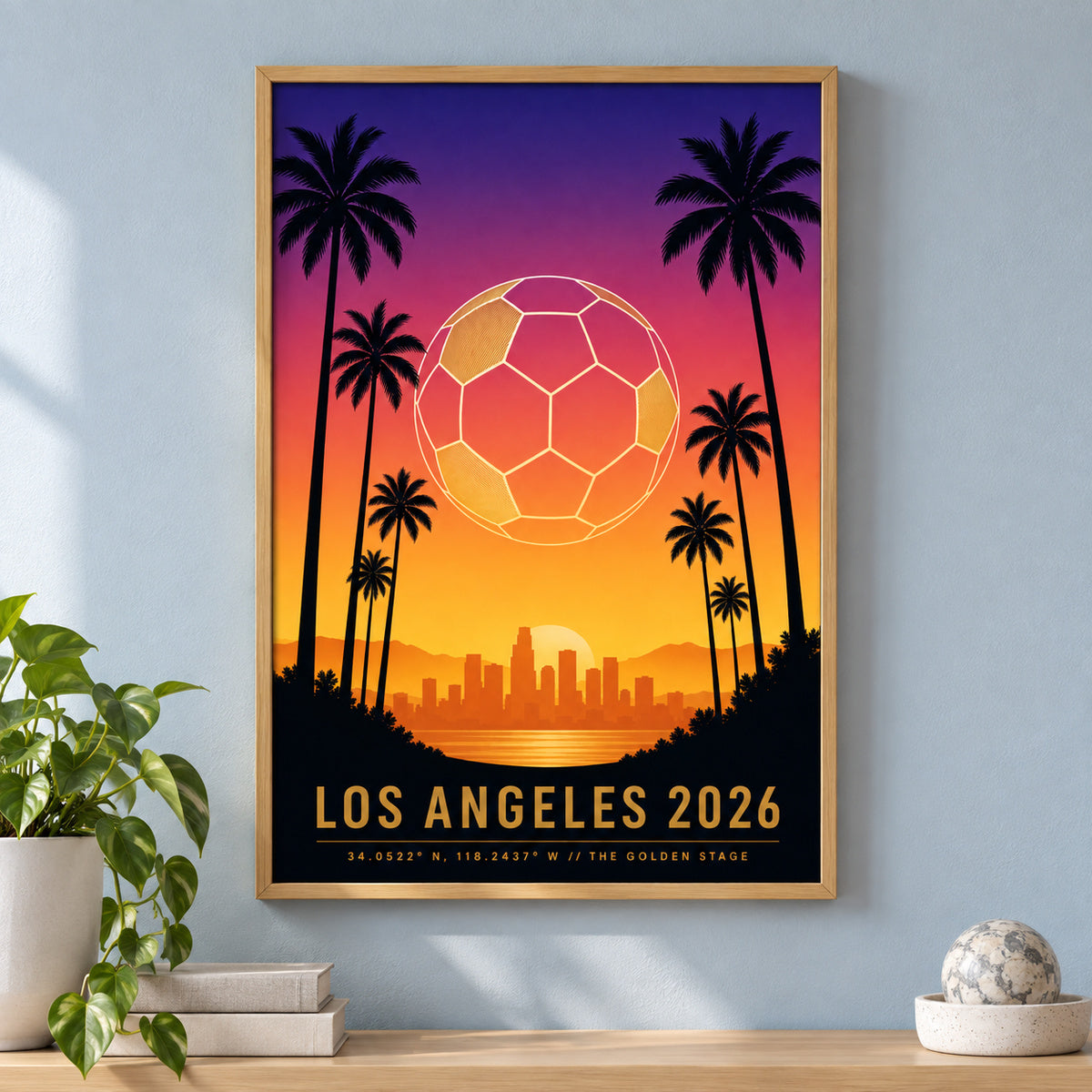 Los Angeles Golden Stage 05 Soccer Canvas Wall Art | brown_independent_close