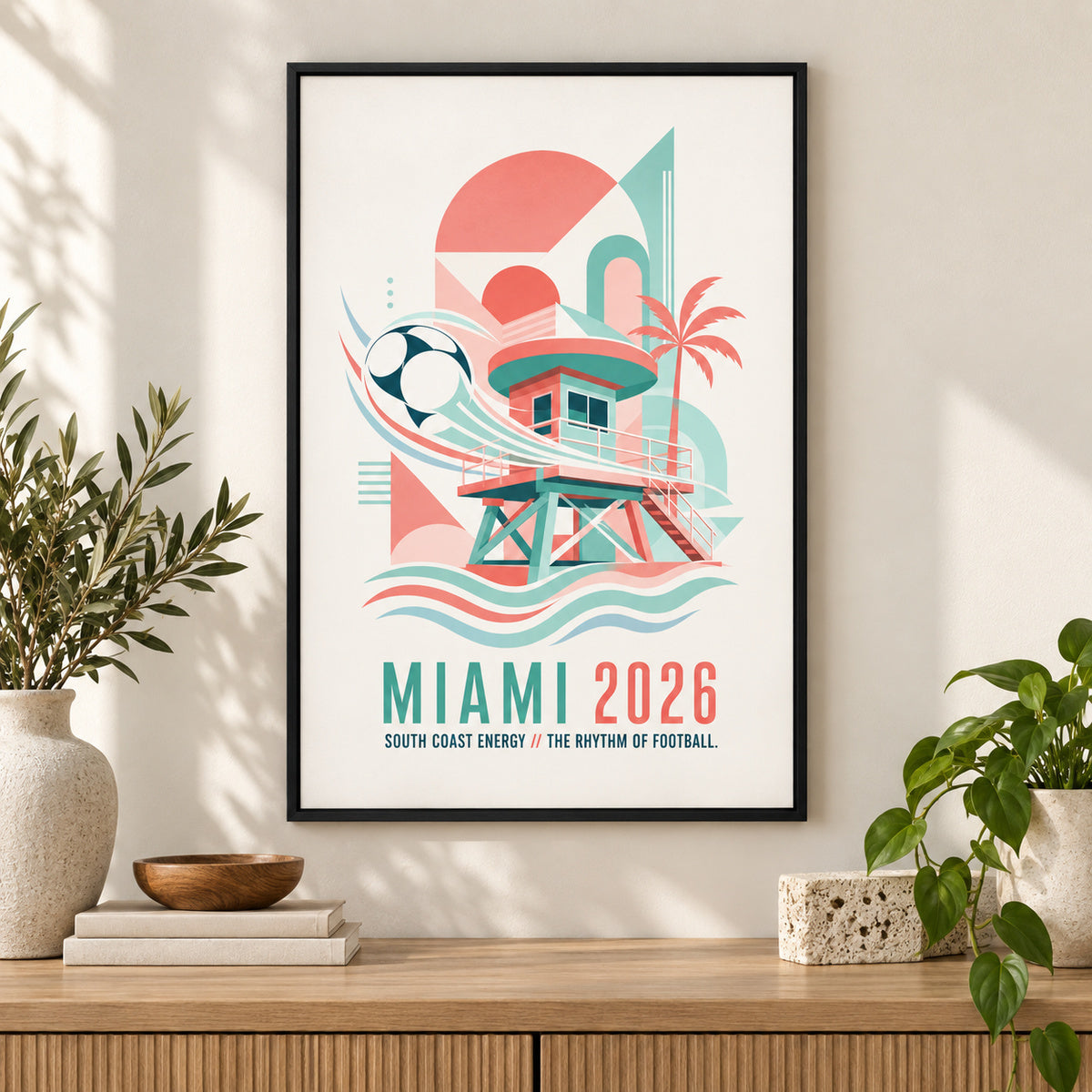 Miami Coastal Soccer Canvas Wall Art 02 | black_independent_close