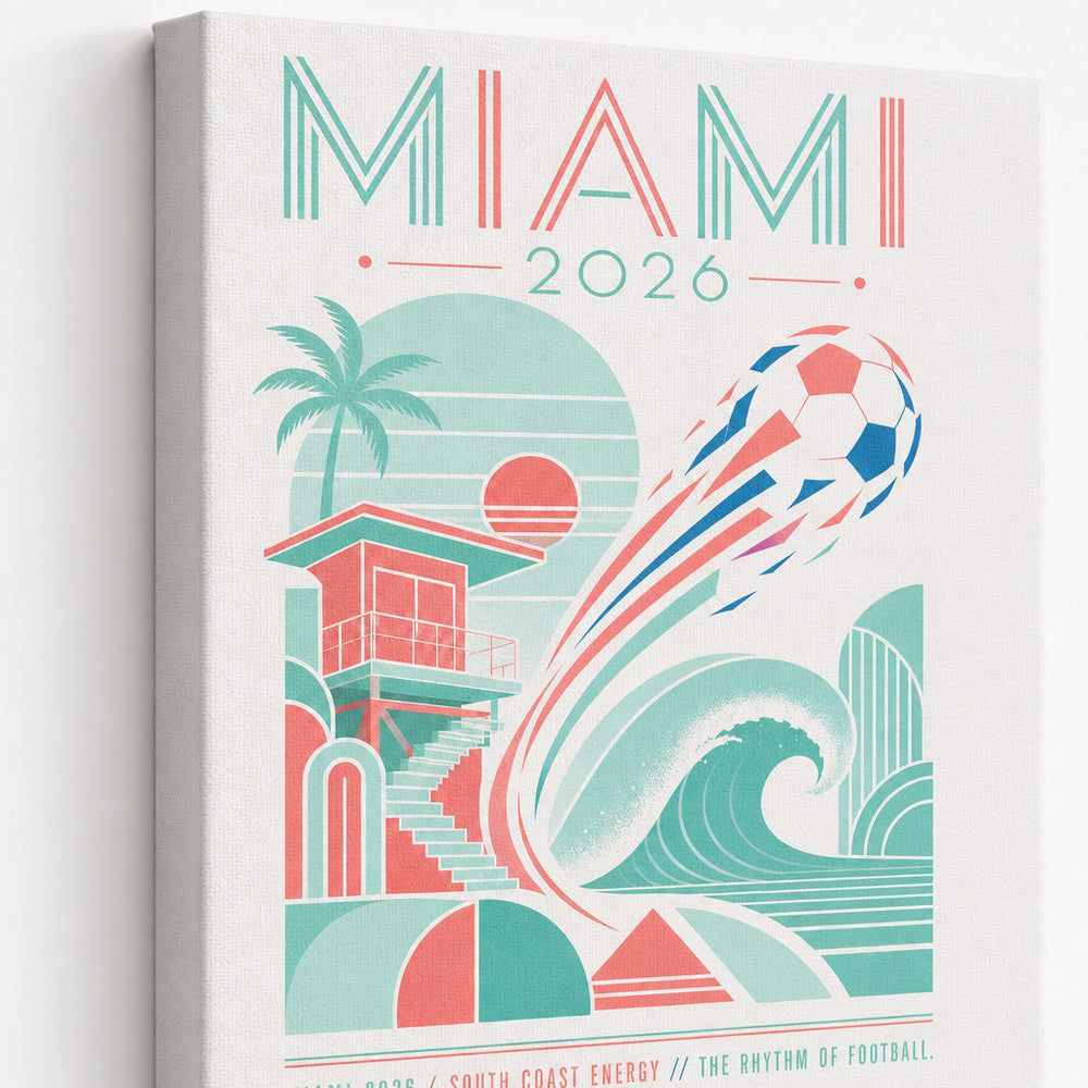 Miami Coastal Soccer Canvas Wall Art 03 wrapped canvas detail