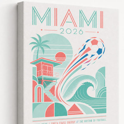 Miami Coastal Soccer Canvas Wall Art 03 wrapped canvas detail