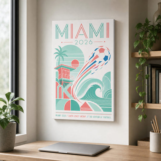 Miami Coastal Soccer Canvas Wall Art 03 side edge canvas print