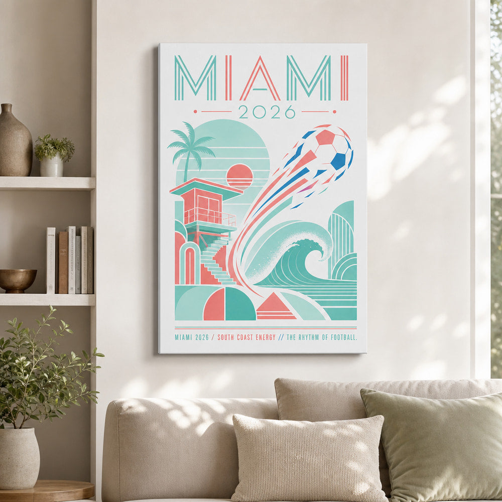 Miami Coastal Soccer Canvas Wall Art 03 size comparison chart